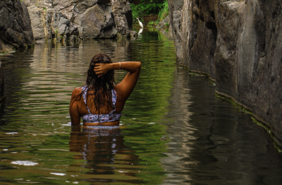 Woman in the water in Coamo, Puerto Rico
